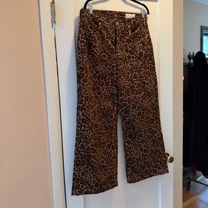 GAP Wide Leg Leopard Print Pants - Brown & Black